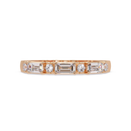 Emerald & Round Diamond Wedding Band | Alternating Emerald Cut Diamond Anniversary Ring
