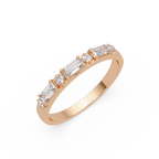 Emerald & Round Diamond Wedding Band | Alternating Emerald Cut Diamond Anniversary Ring