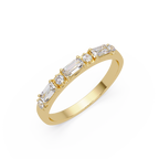 Emerald & Round Diamond Wedding Band | Alternating Emerald Cut Diamond Anniversary Ring