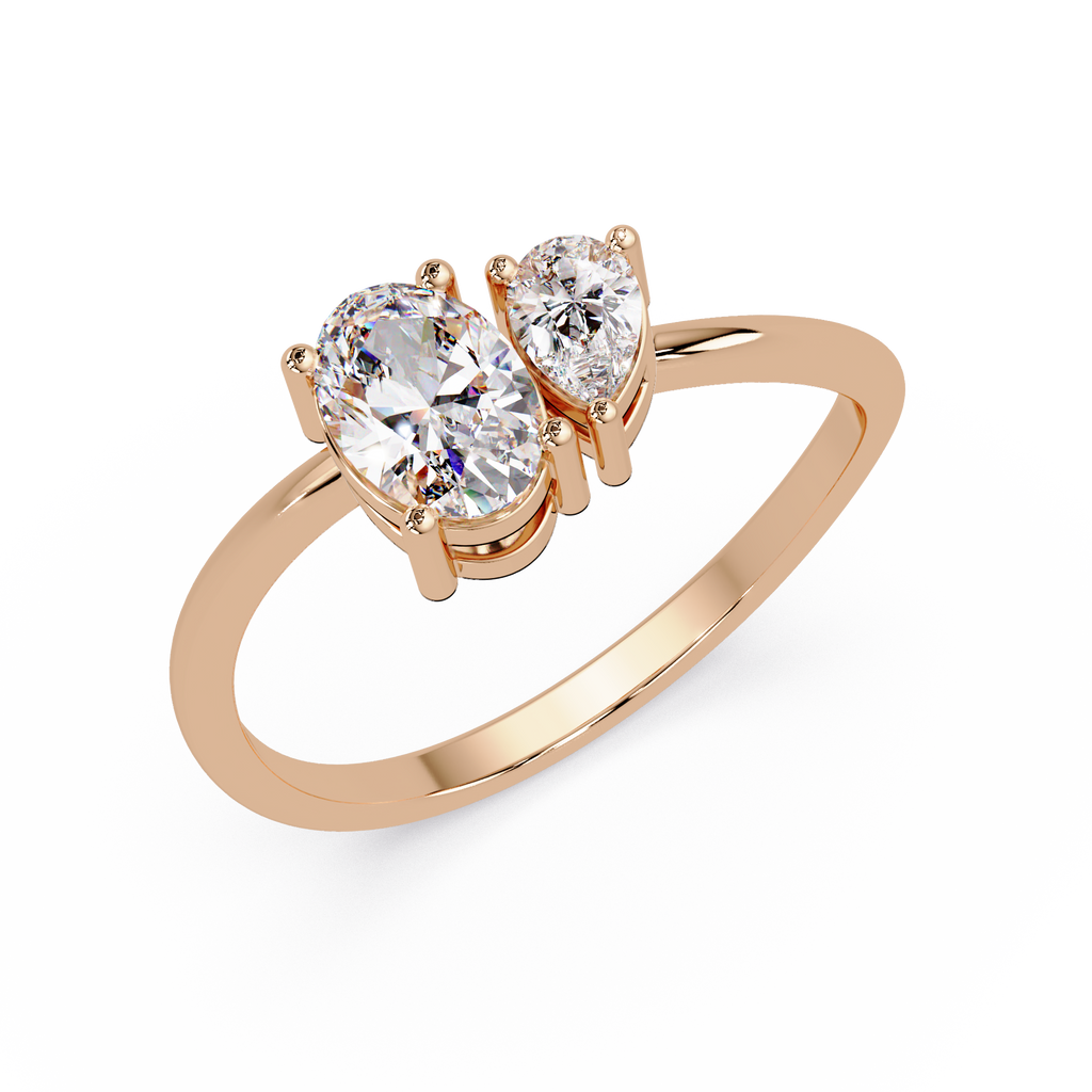 Pear & Oval Diamond Toi et Moi Engagement Ring