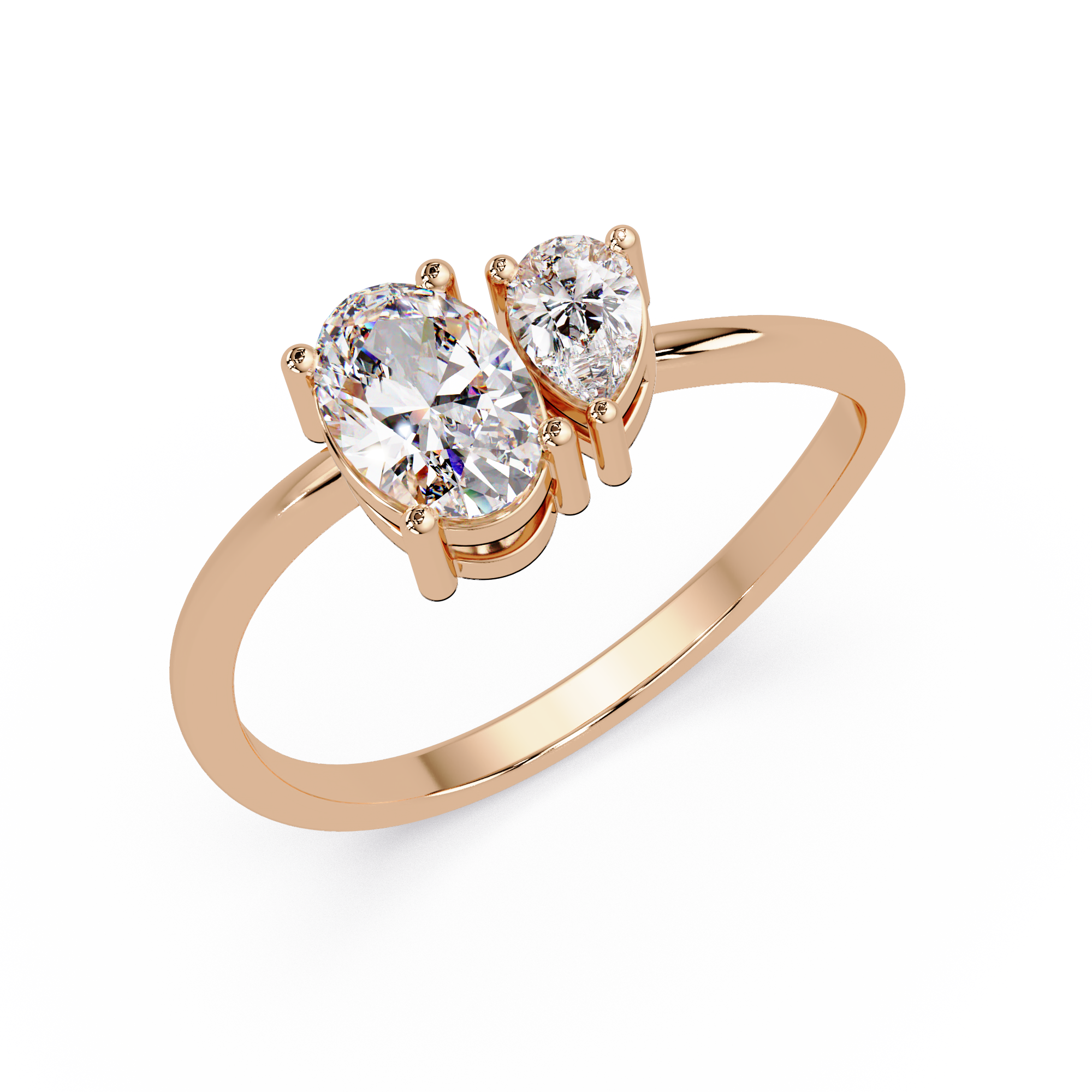 Pear & Oval Diamond Toi et Moi Engagement Ring