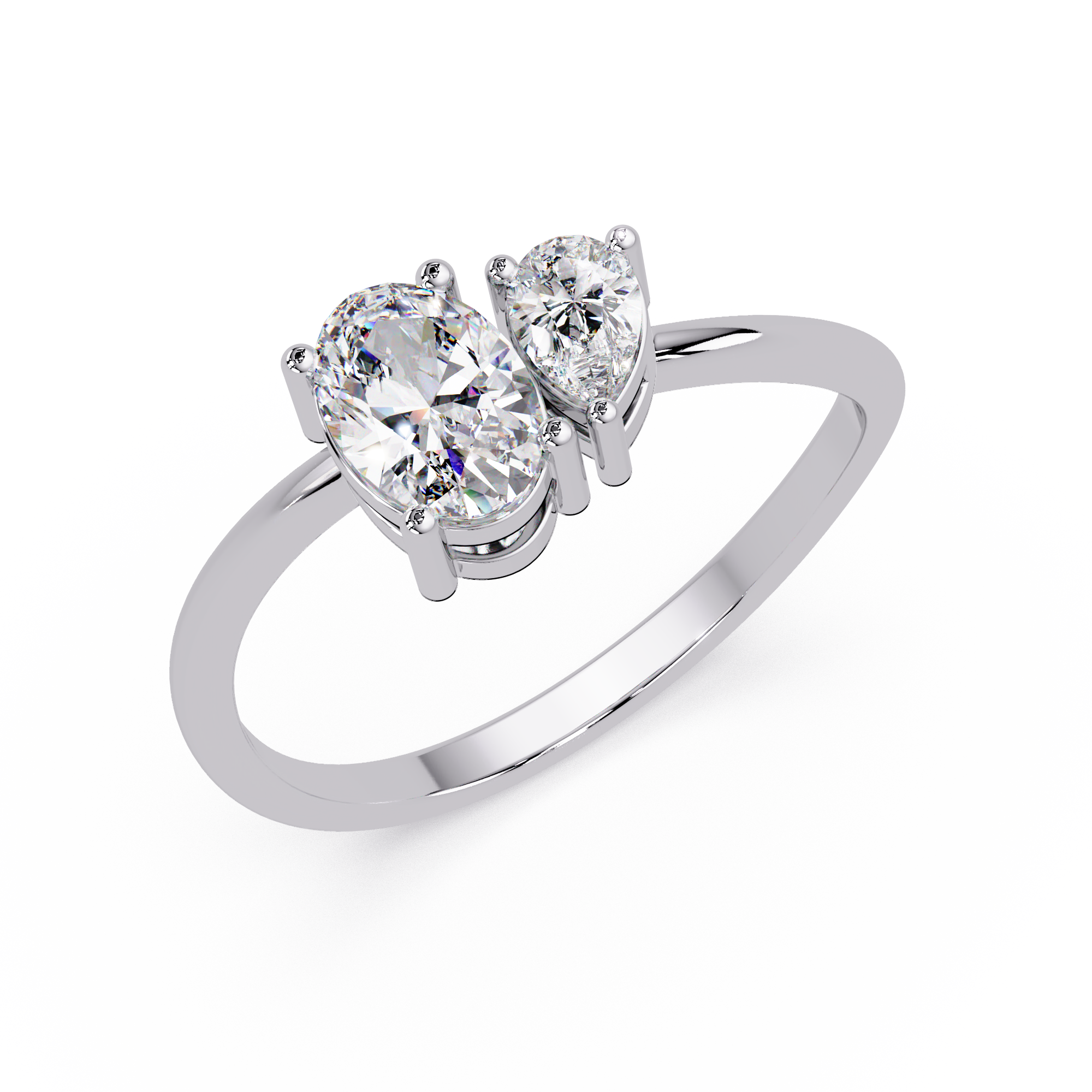 Pear & Oval Diamond Toi et Moi Engagement Ring
