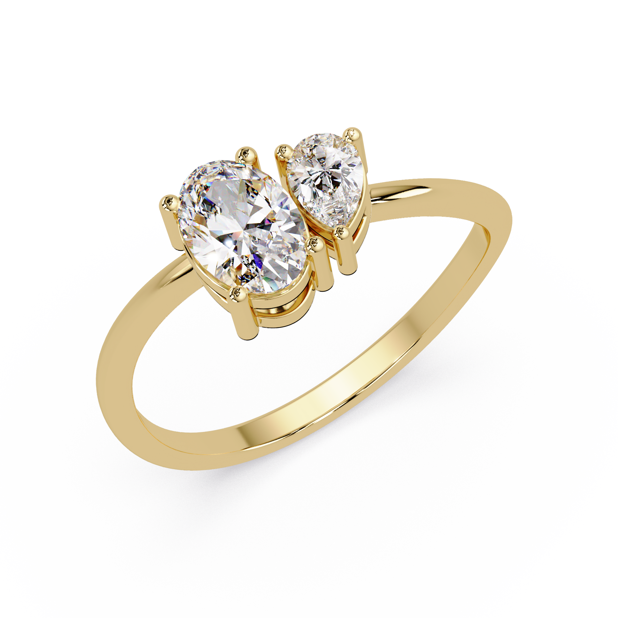Pear & Oval Diamond Toi et Moi Engagement Ring