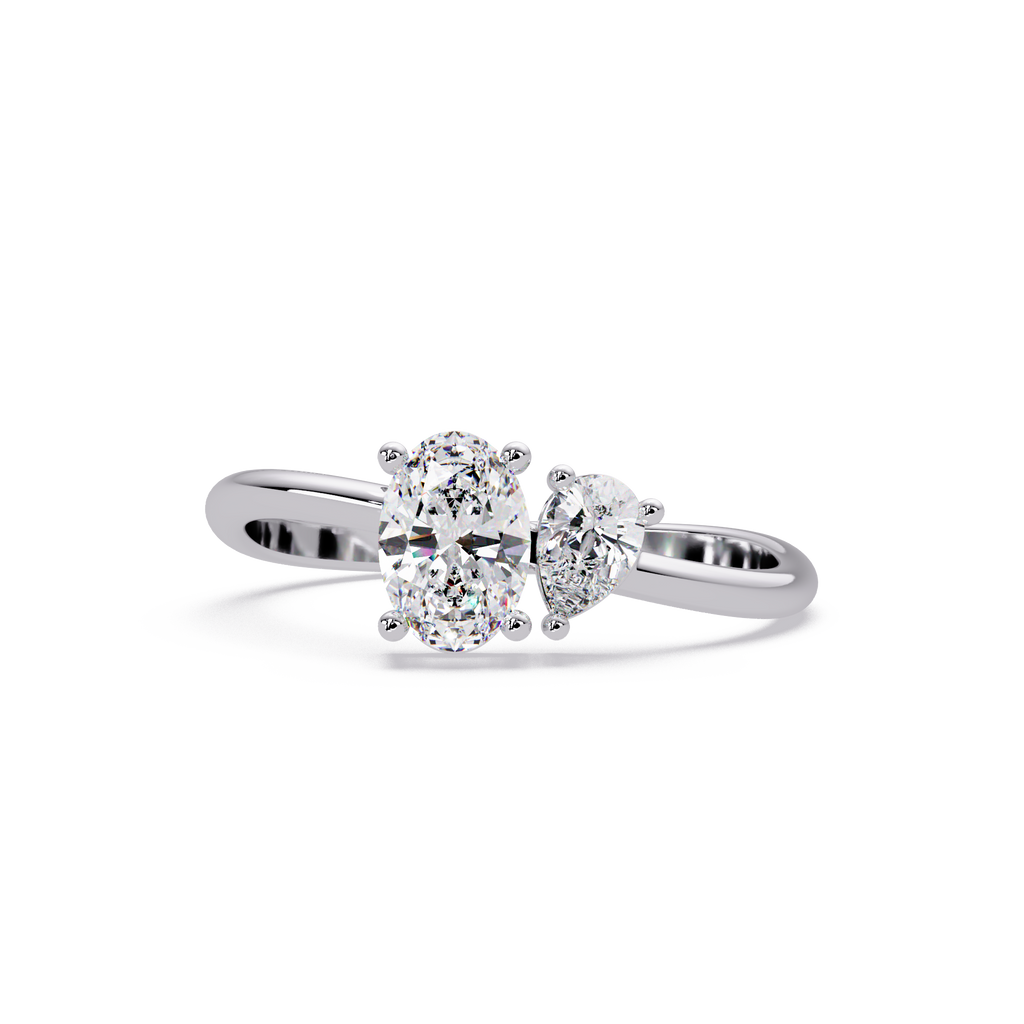 Pear & Oval Diamond Toi et Moi Engagement Ring