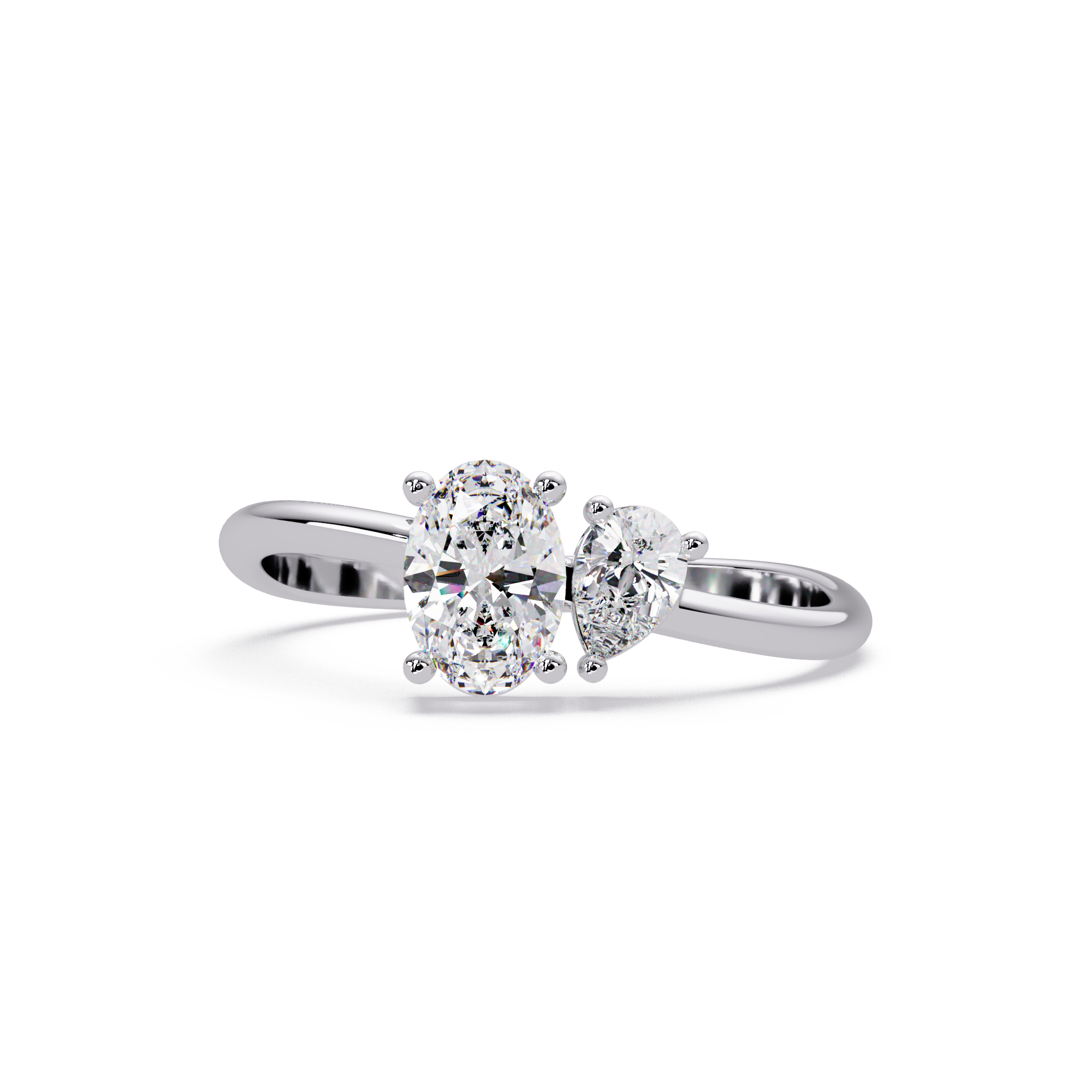 Pear & Oval Diamond Toi et Moi Engagement Ring