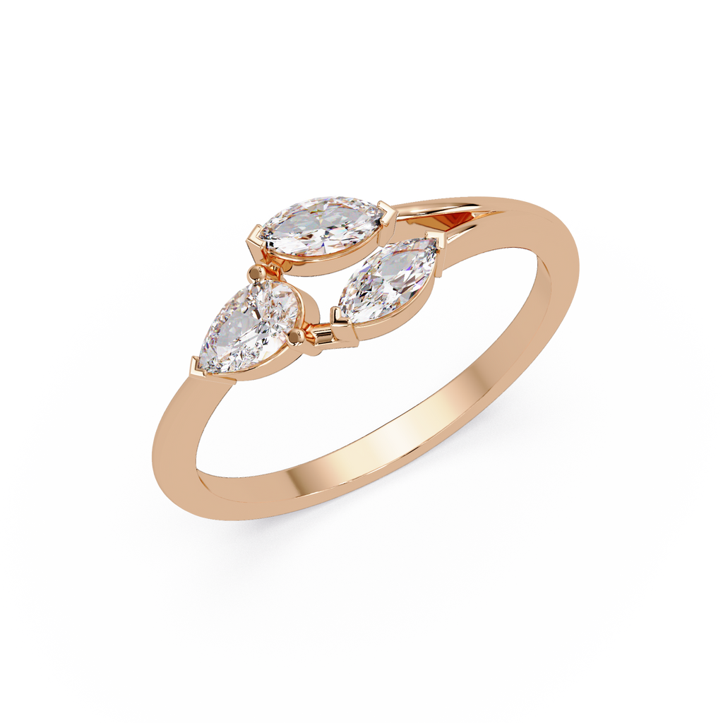 Marquise & Pear Diamond Bypass Engagement Ring