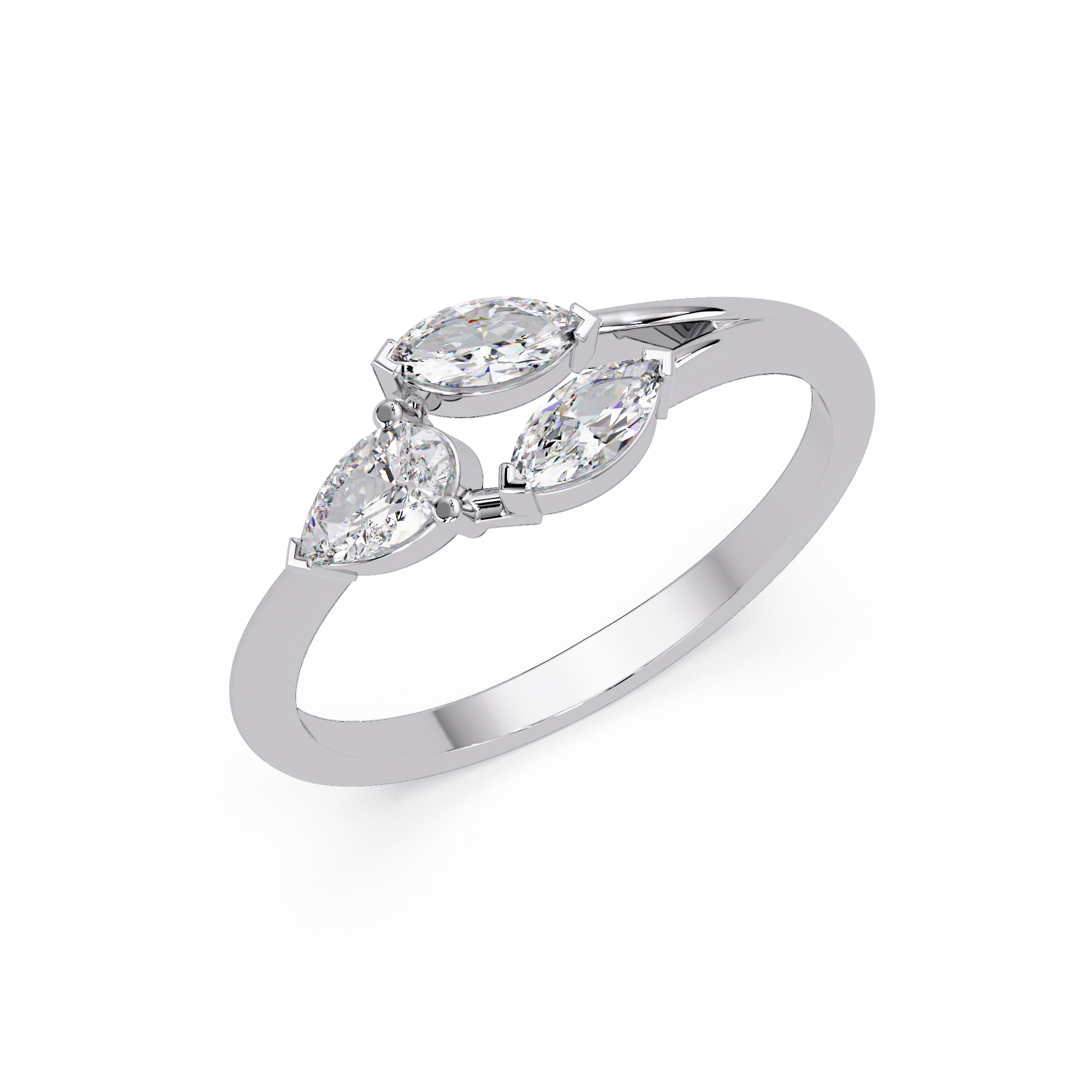 Marquise & Pear Diamond Bypass Engagement Ring