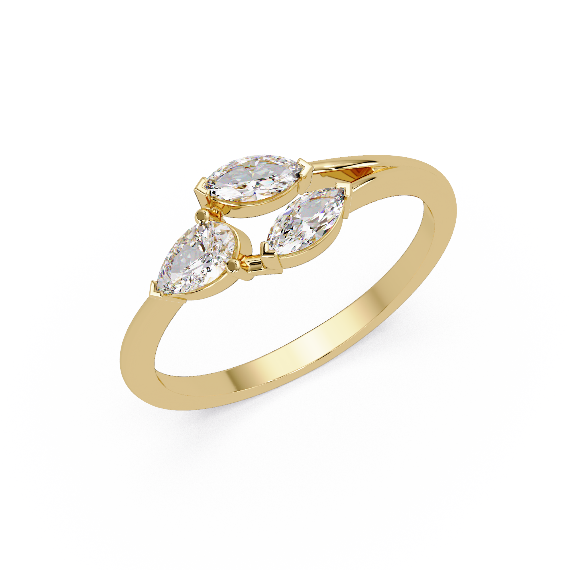 Marquise & Pear Diamond Bypass Engagement Ring