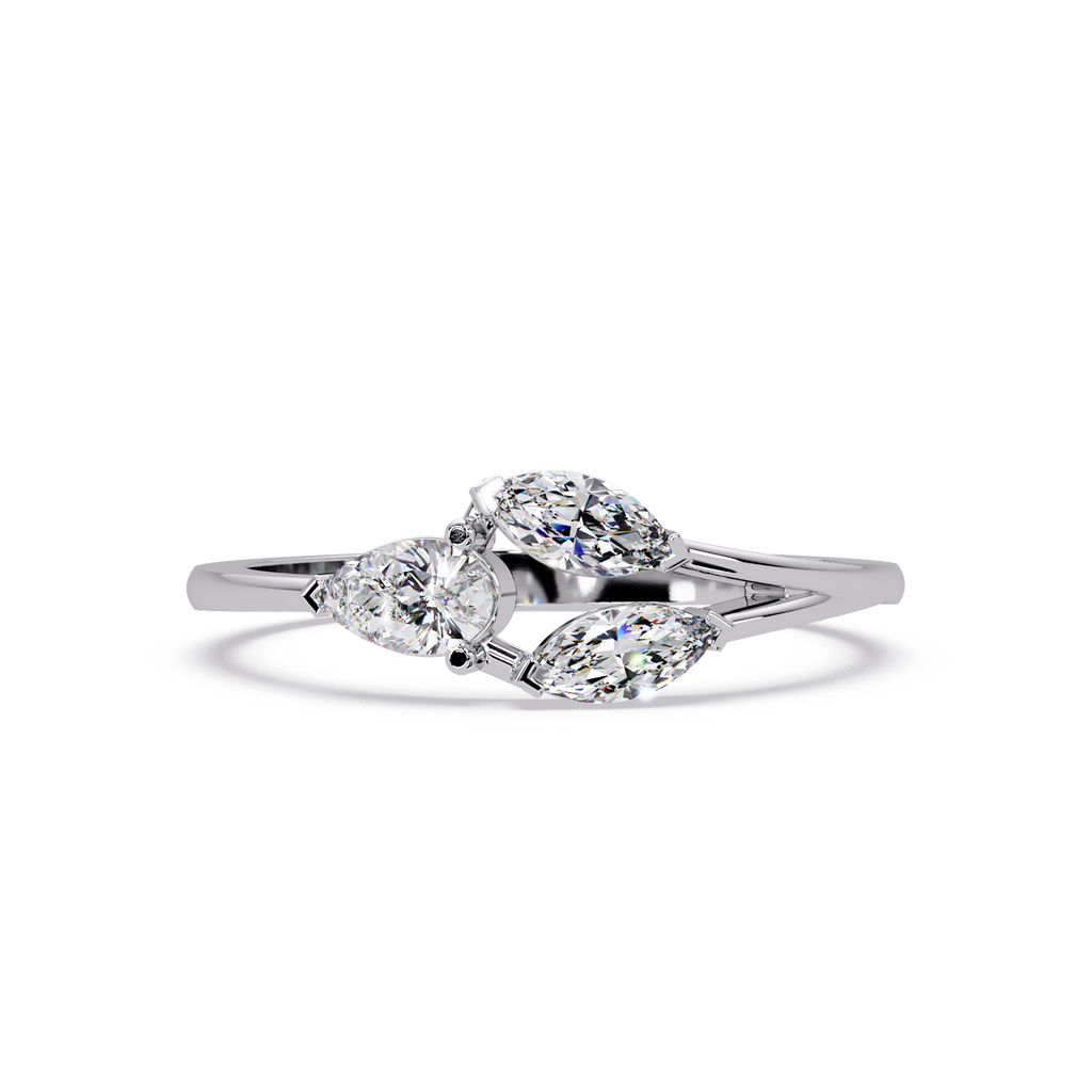 Marquise & Pear Diamond Bypass Engagement Ring