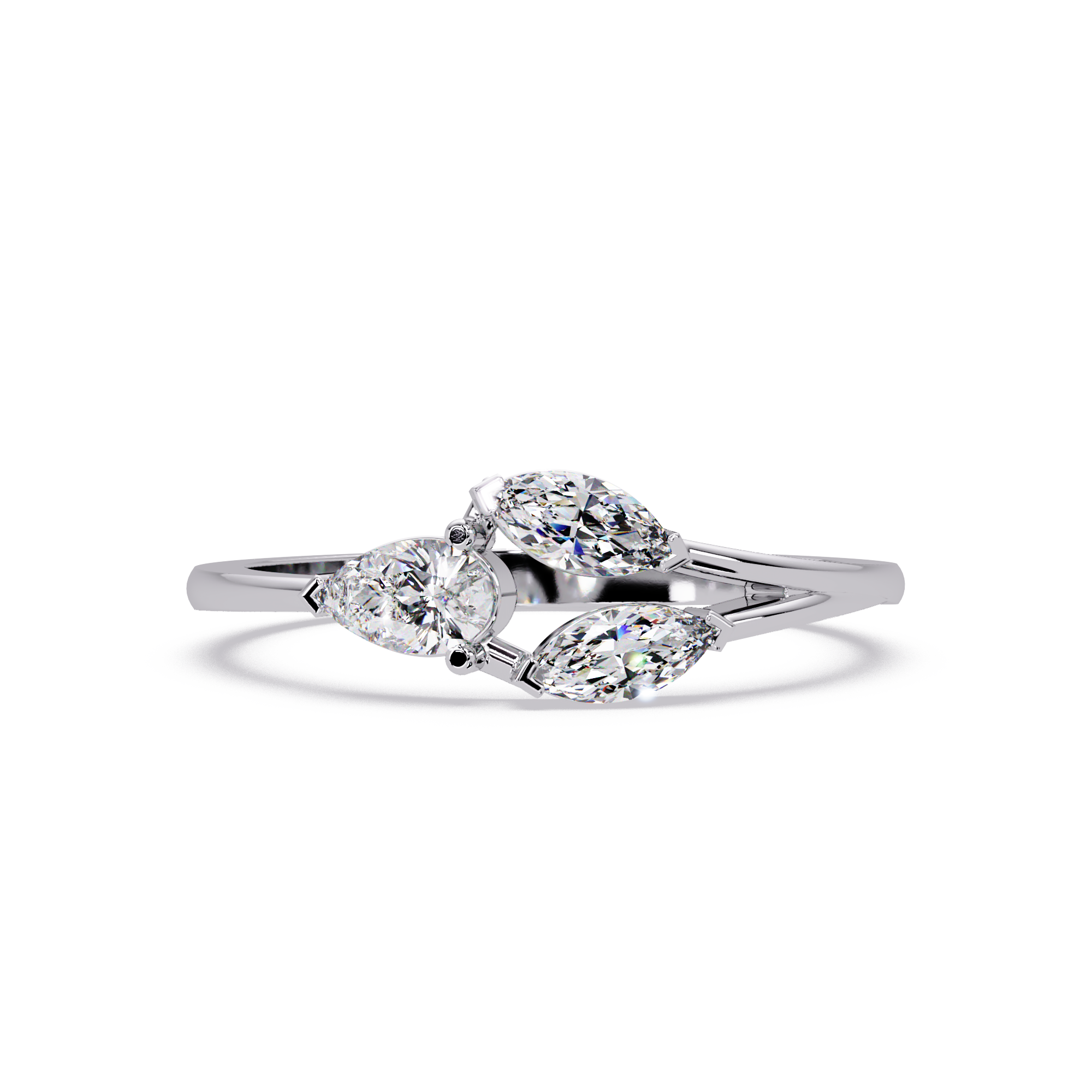 Marquise & Pear Diamond Bypass Engagement Ring