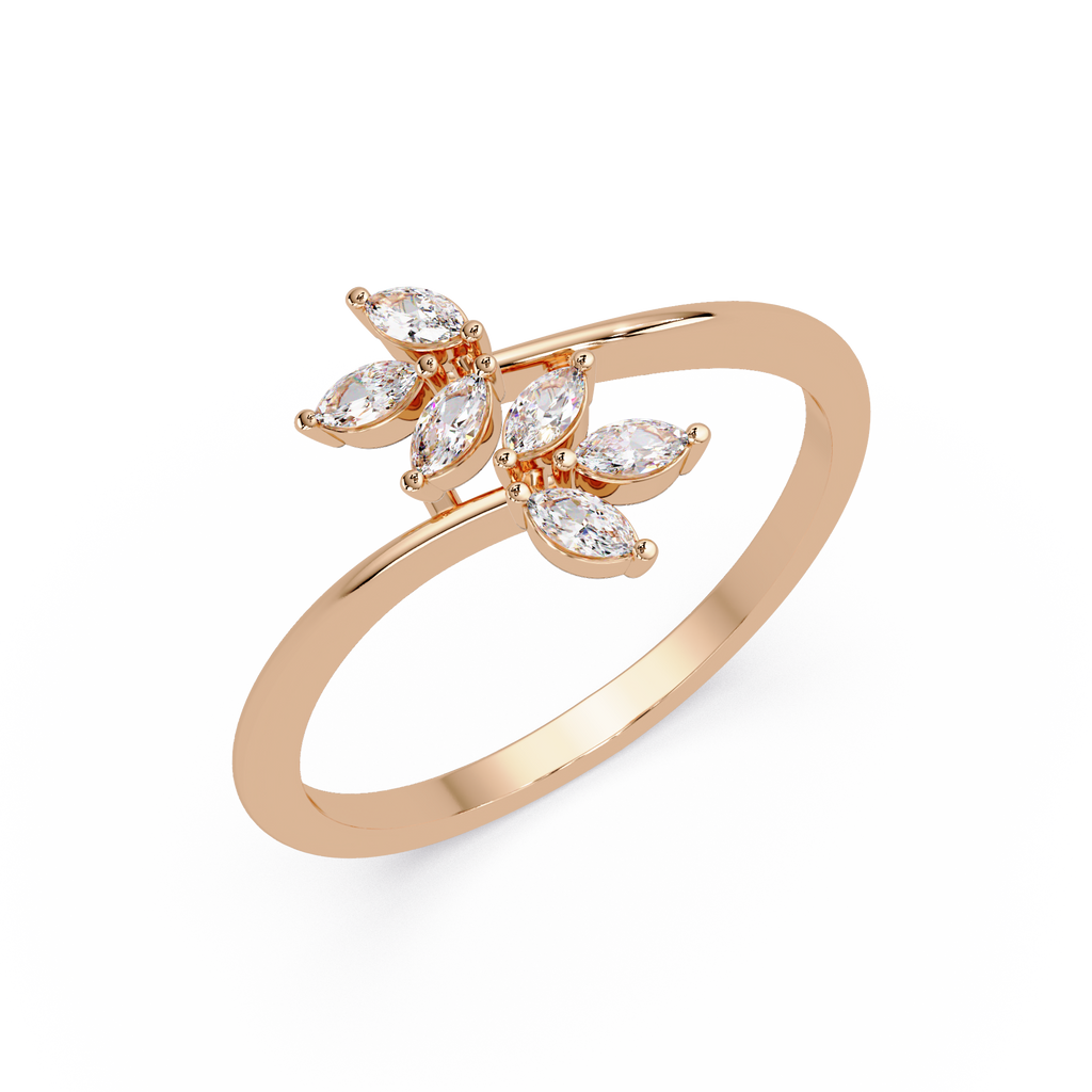 Marquise Diamond Leaf Engagement Ring