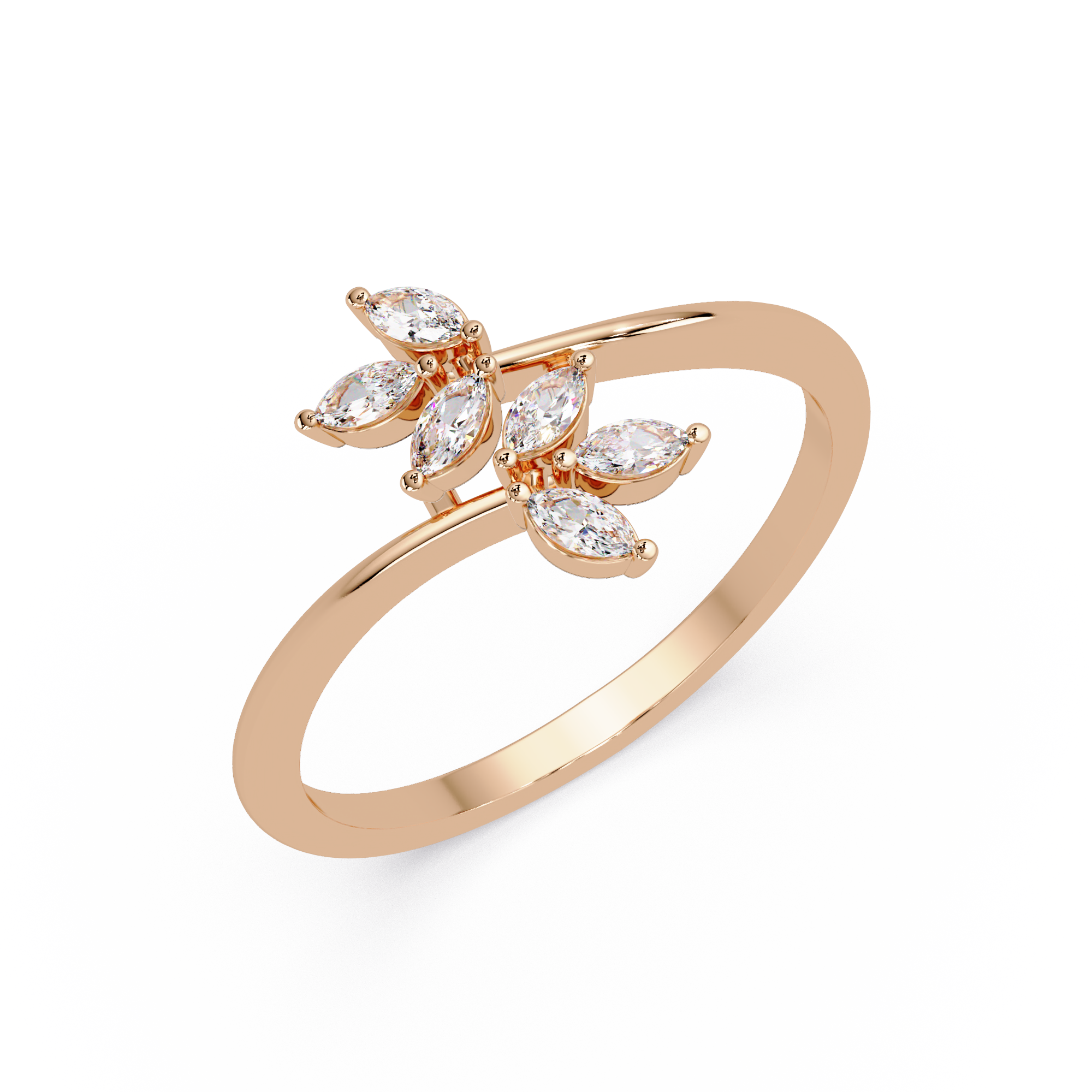 Marquise Diamond Leaf Engagement Ring