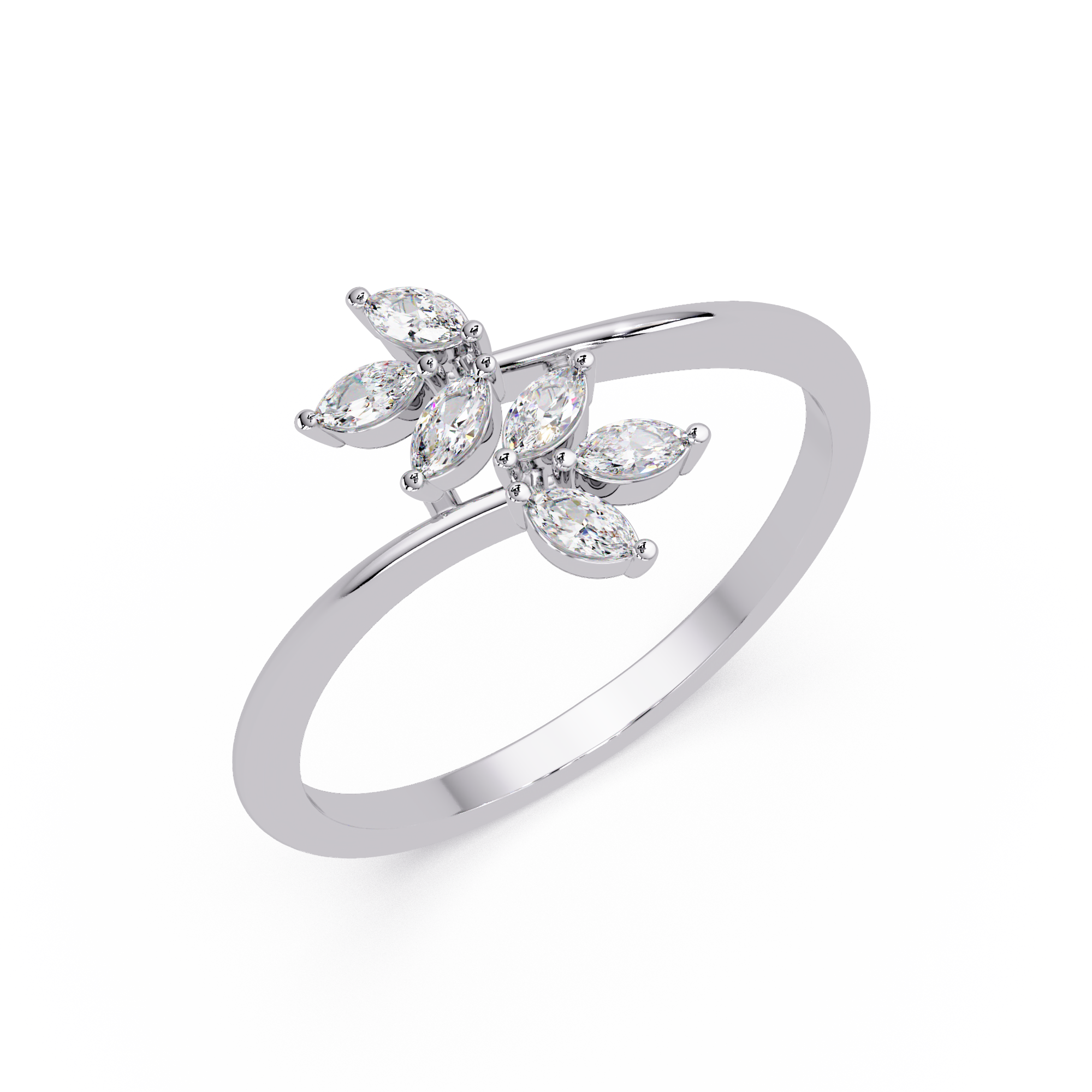 Marquise Diamond Leaf Engagement Ring
