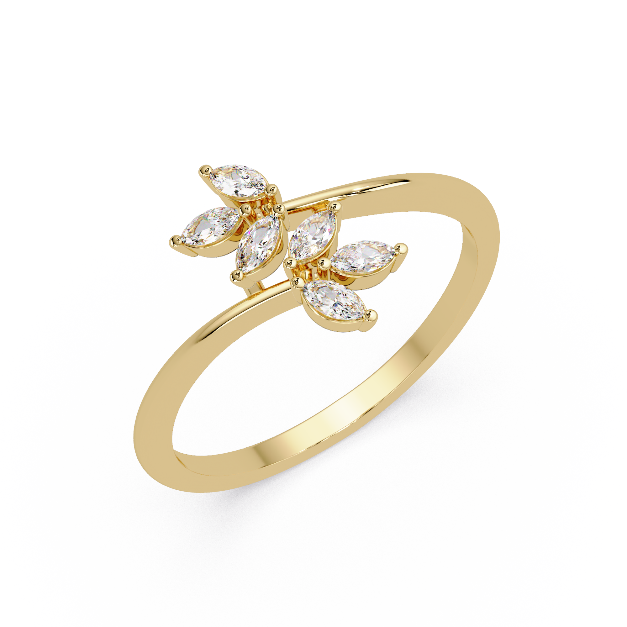 Marquise Diamond Leaf Engagement Ring