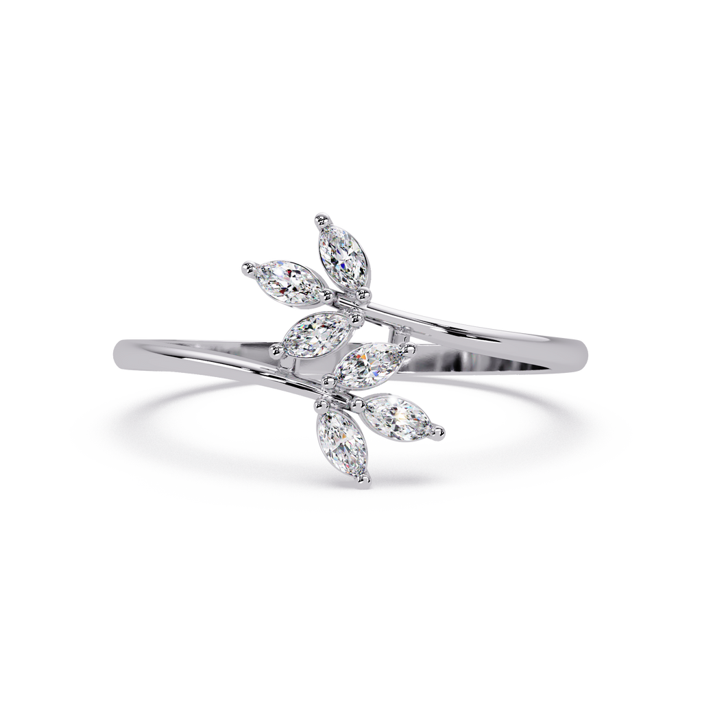 Marquise Diamond Leaf Engagement Ring