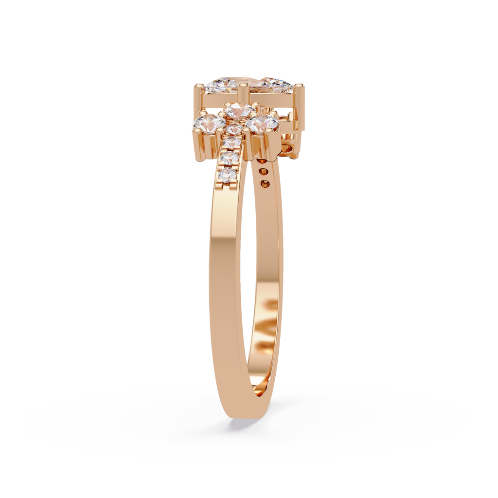 Oval Diamond Floral Engagement Ring