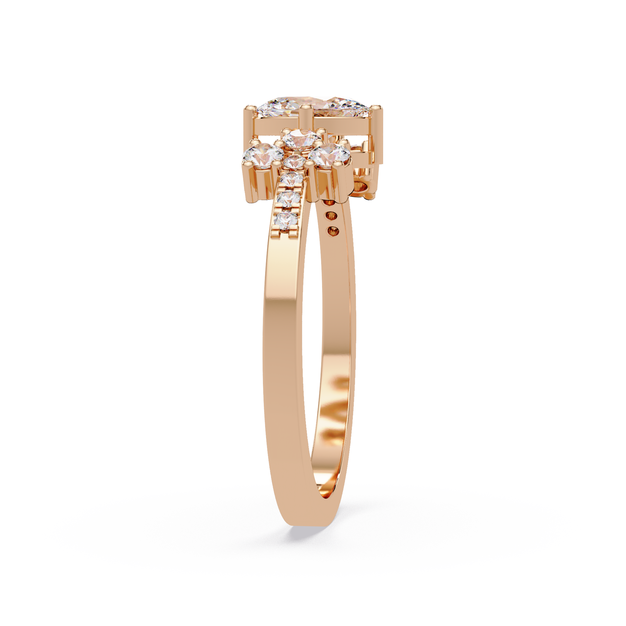 Oval Diamond Floral Engagement Ring