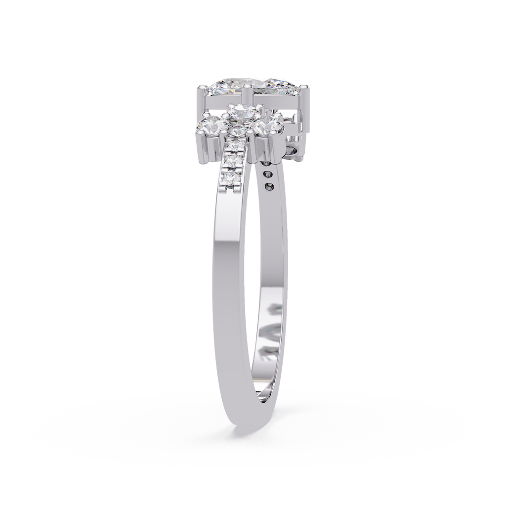 Oval Diamond Floral Engagement Ring