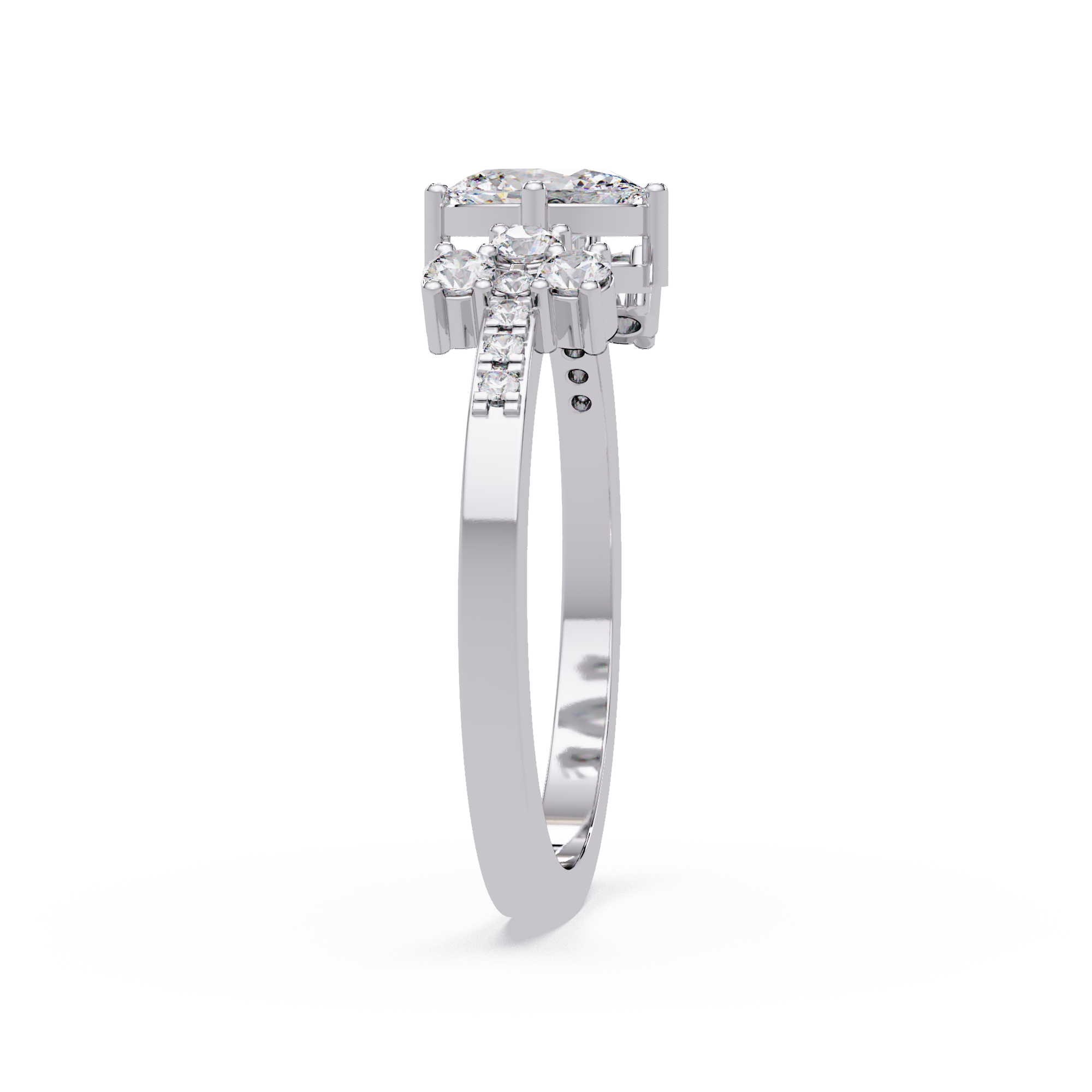 Oval Diamond Floral Engagement Ring