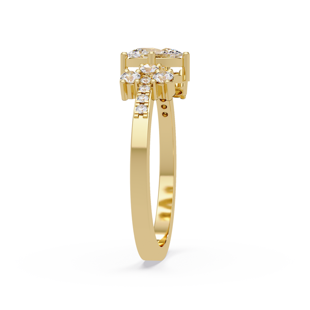 Oval Diamond Floral Engagement Ring