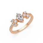Oval Diamond Floral Engagement Ring
