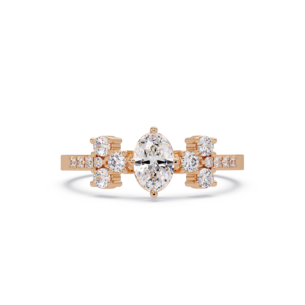 Oval Diamond Floral Engagement Ring