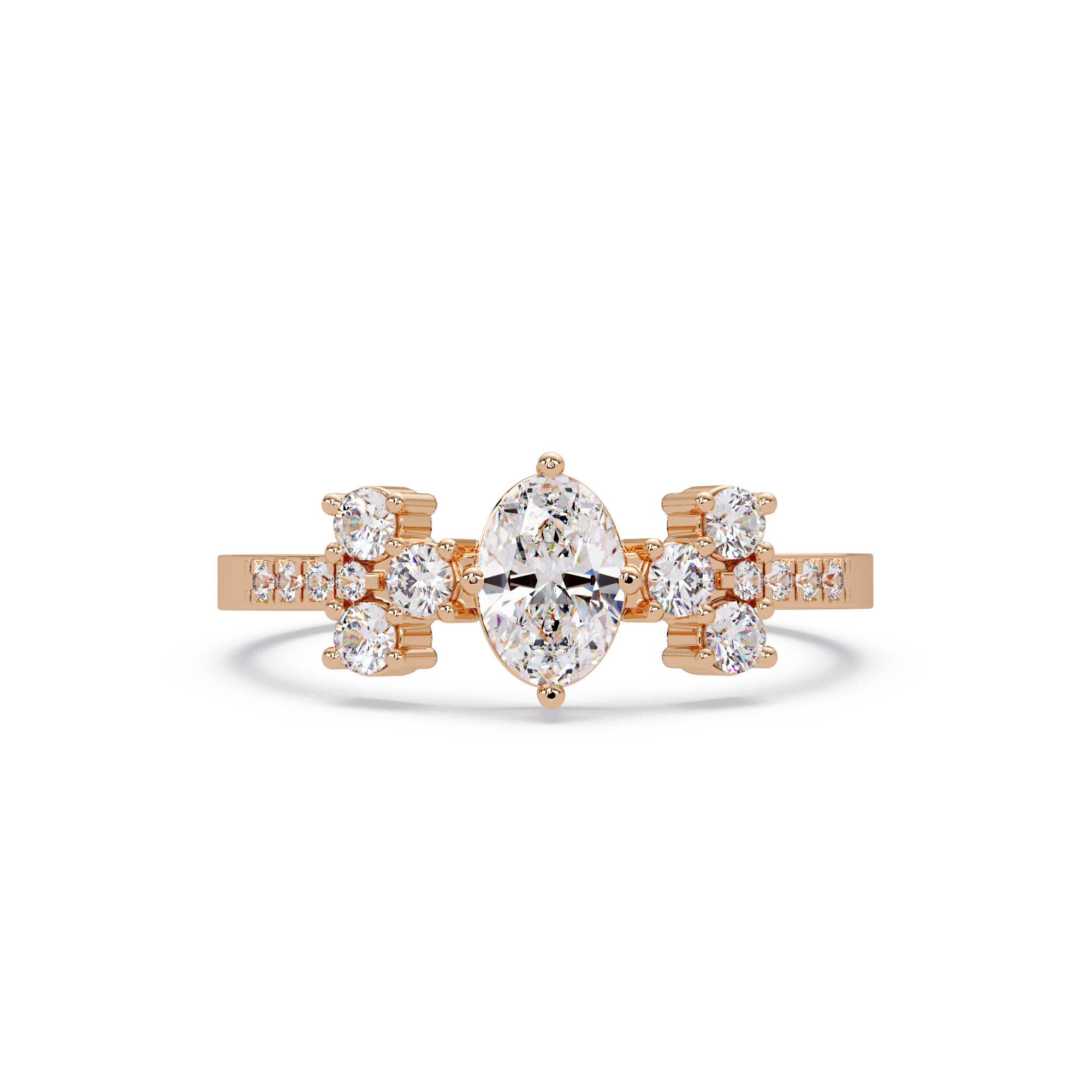 Oval Diamond Floral Engagement Ring