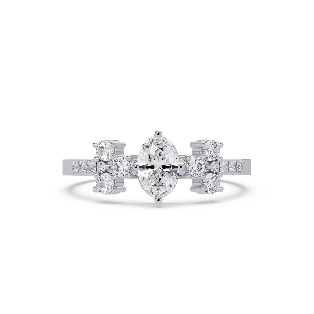 Oval Diamond Floral Engagement Ring