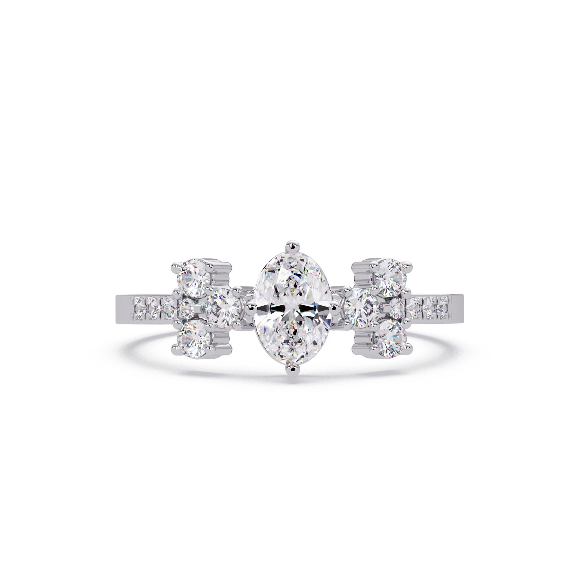 Oval Diamond Floral Engagement Ring