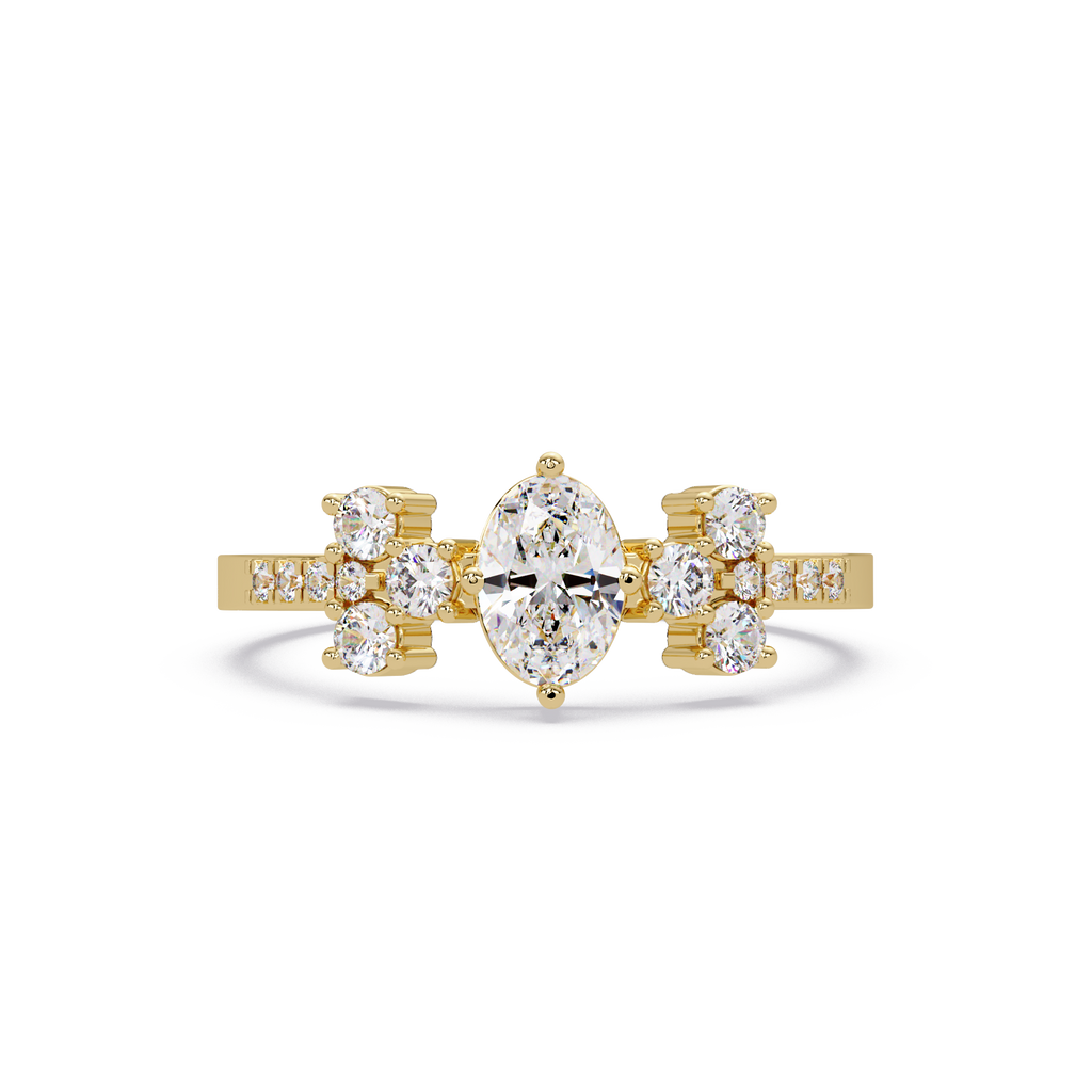 Oval Diamond Floral Engagement Ring