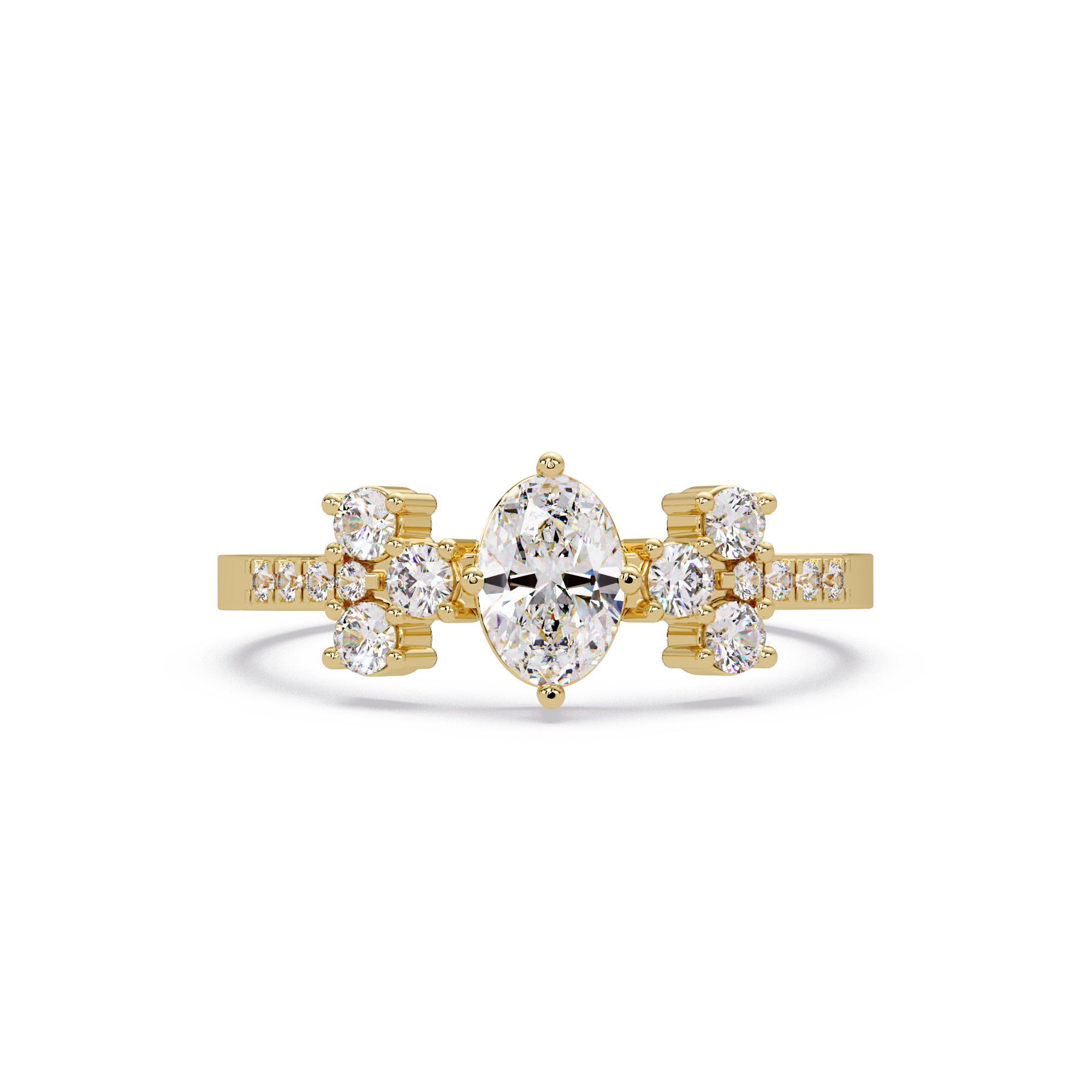 Oval Diamond Floral Engagement Ring