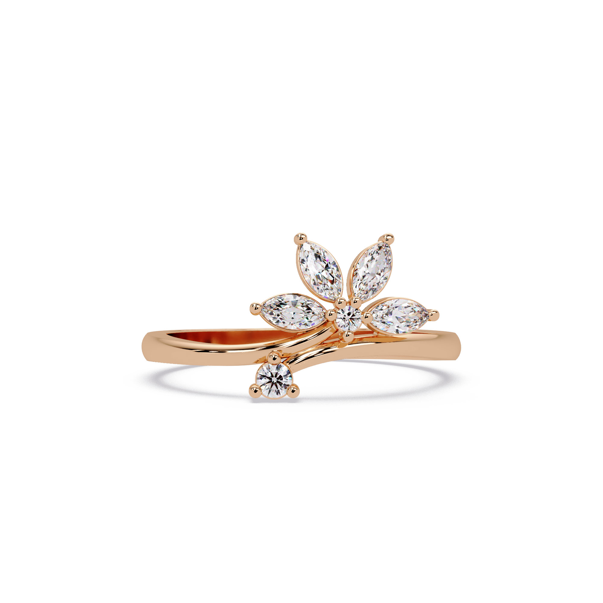 Nature Inspired Marquise Diamond Floral Ring