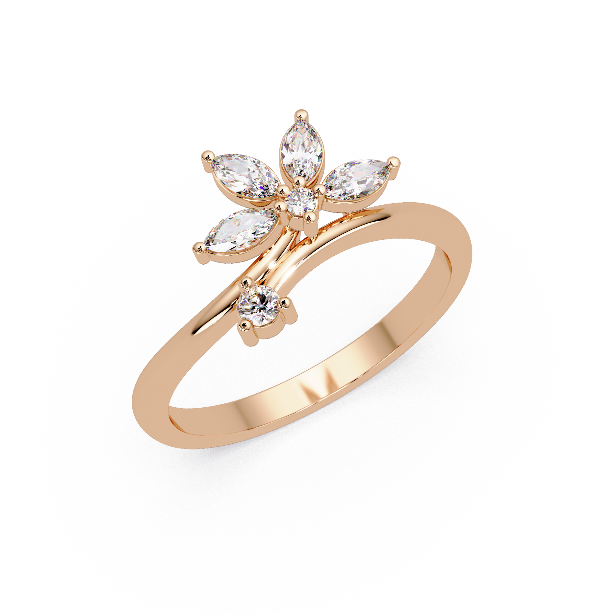 Nature Inspired Marquise Diamond Floral Ring