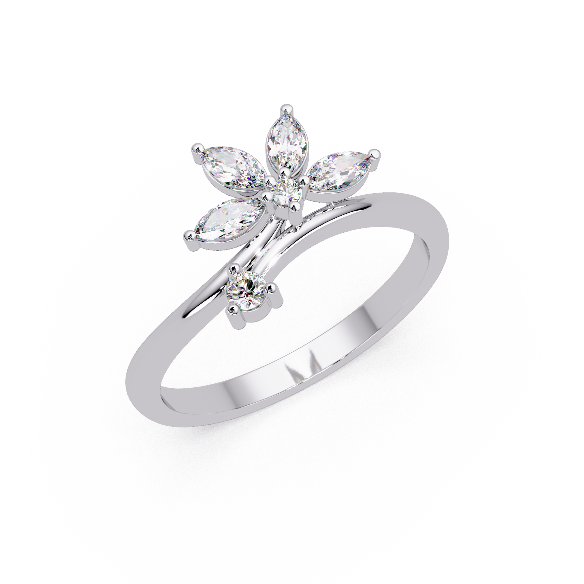 Nature Inspired Marquise Diamond Floral Ring