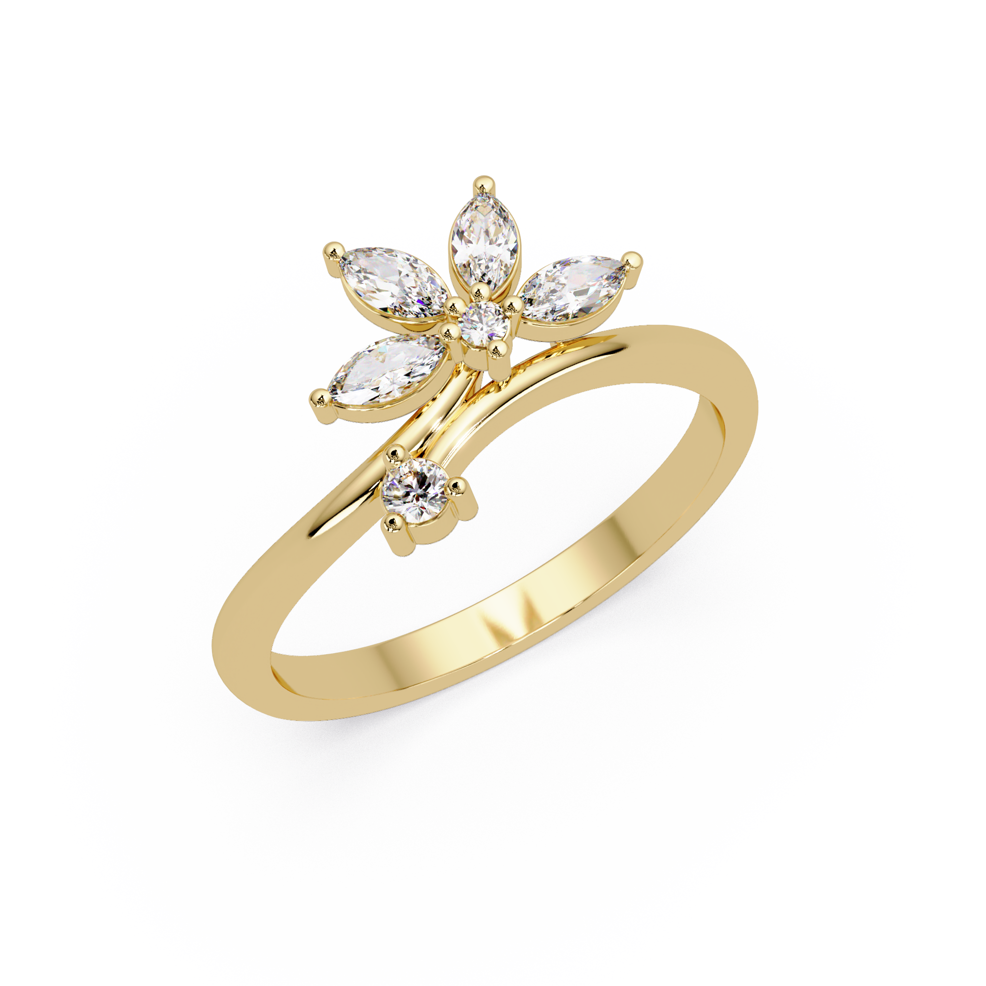 Nature Inspired Marquise Diamond Floral Ring
