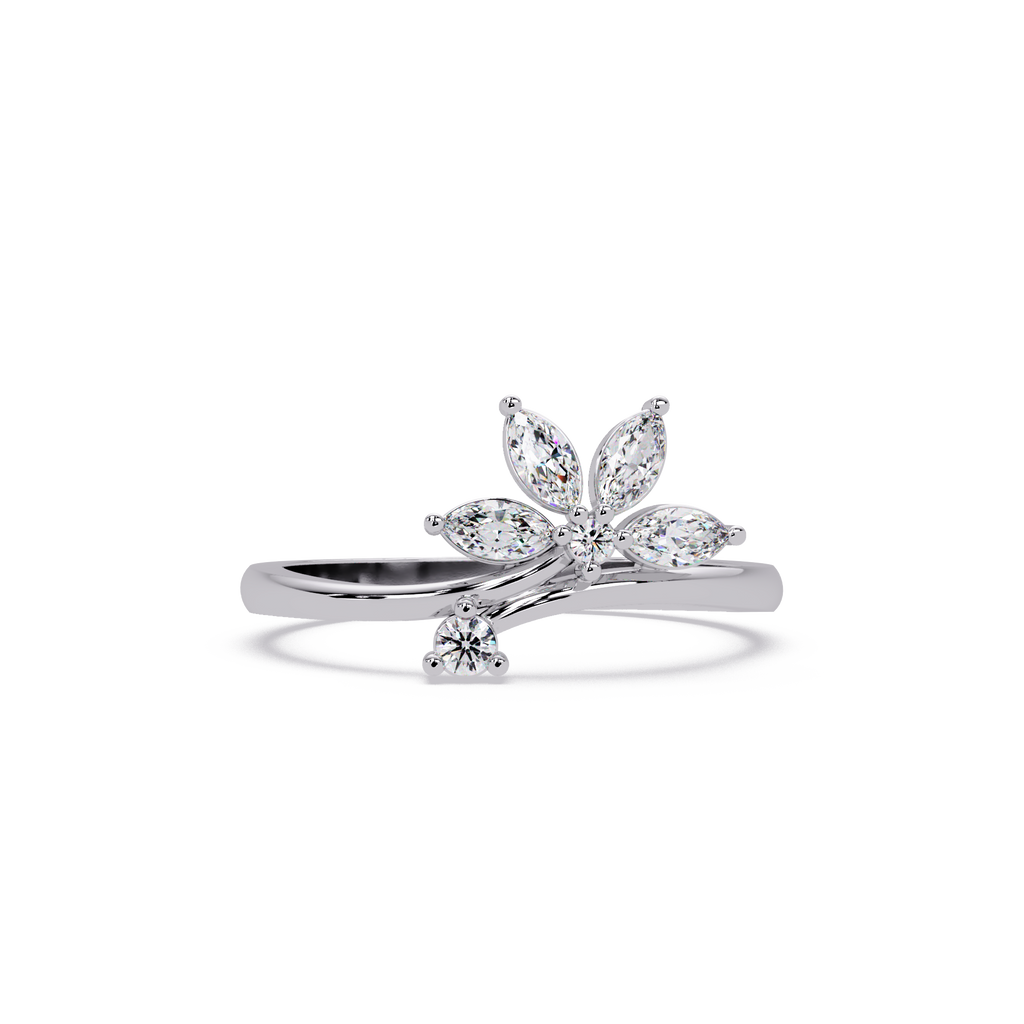 Nature Inspired Marquise Diamond Floral Ring