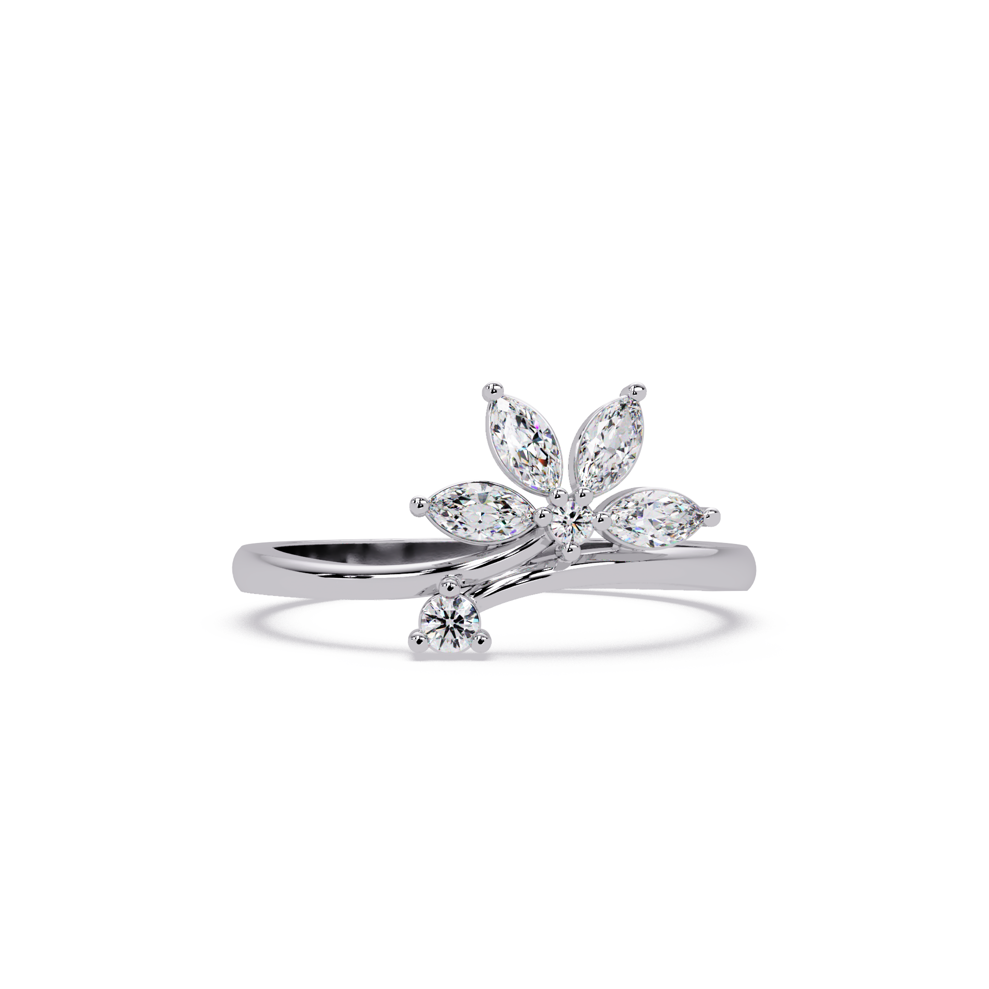 Nature Inspired Marquise Diamond Floral Ring
