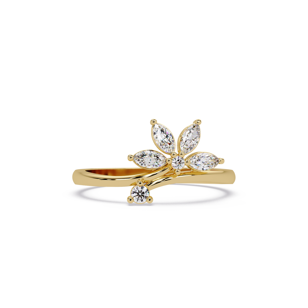 Nature Inspired Marquise Diamond Floral Ring