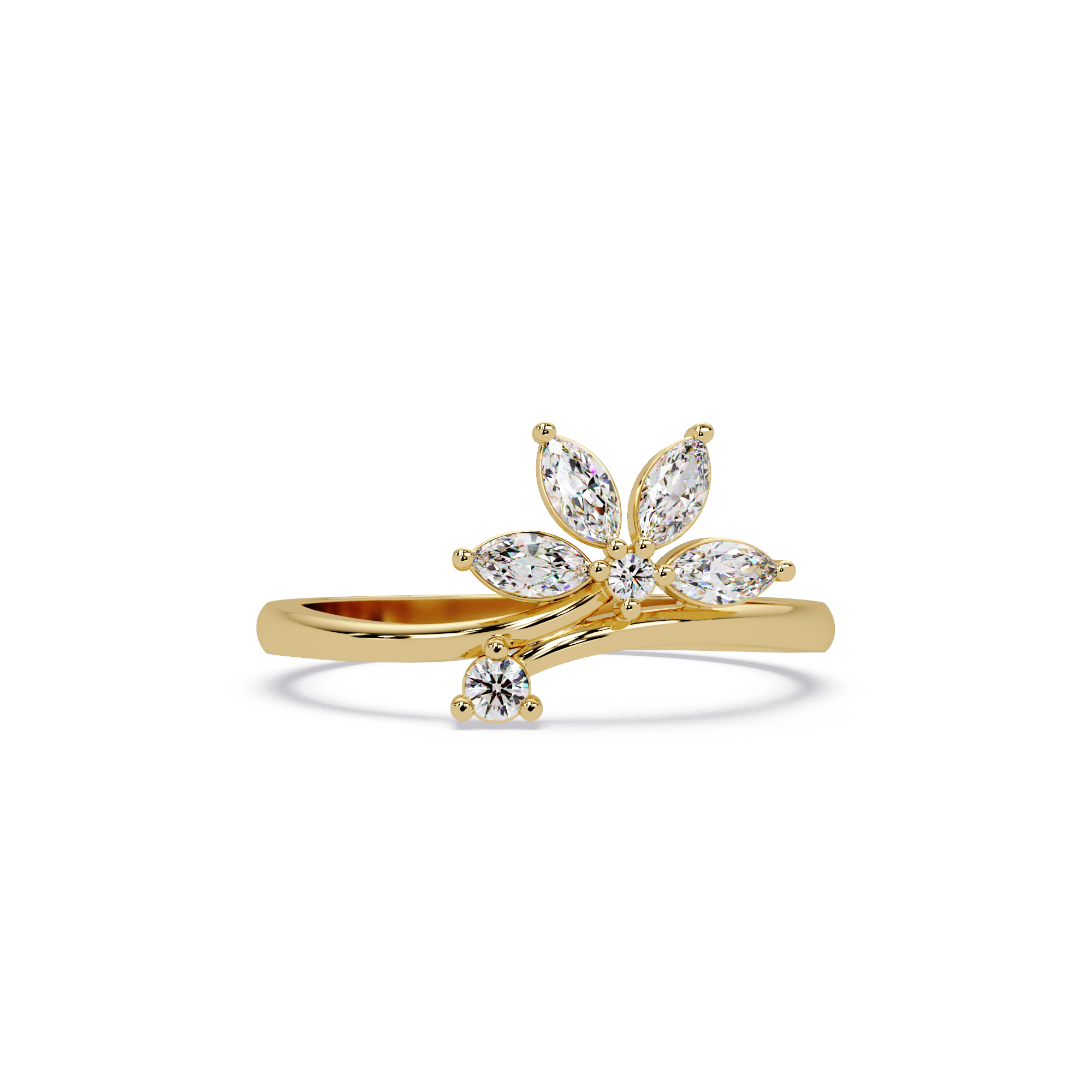 Nature Inspired Marquise Diamond Floral Ring