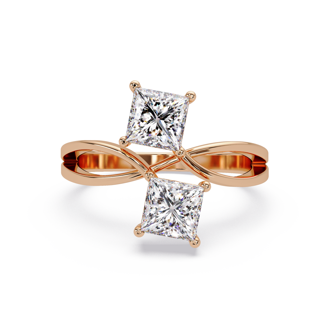 Princess Cut Bypass Diamond Ring | Infinity Twist Solitaire Ring