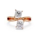 Princess Cut Bypass Diamond Ring | Infinity Twist Solitaire Ring