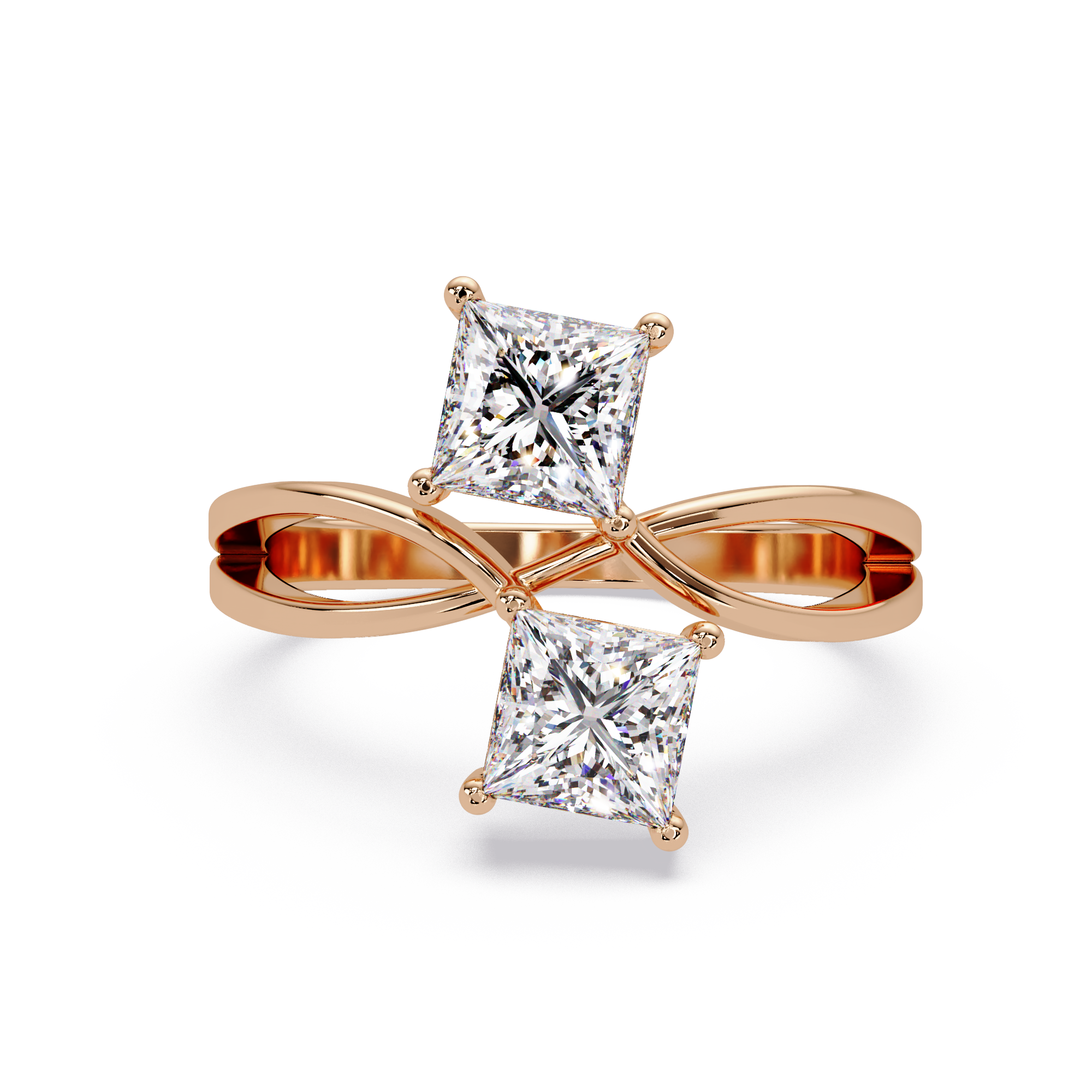 Princess Cut Bypass Diamond Ring | Infinity Twist Solitaire Ring