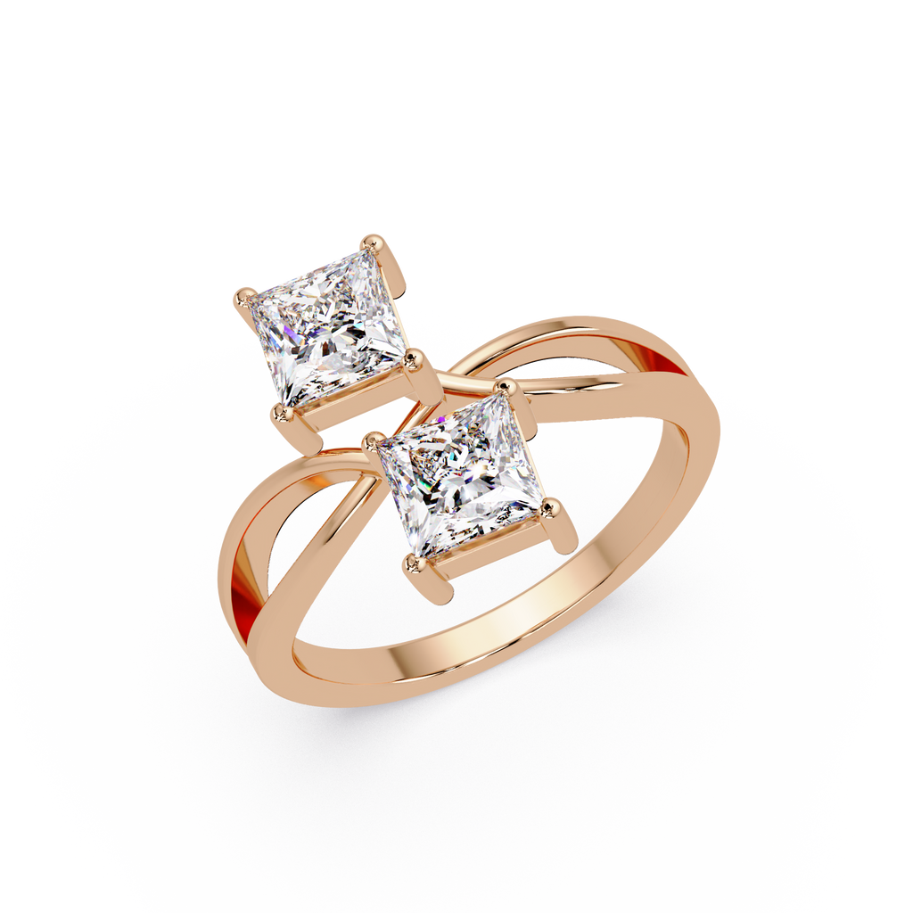 Princess Cut Bypass Diamond Ring | Infinity Twist Solitaire Ring