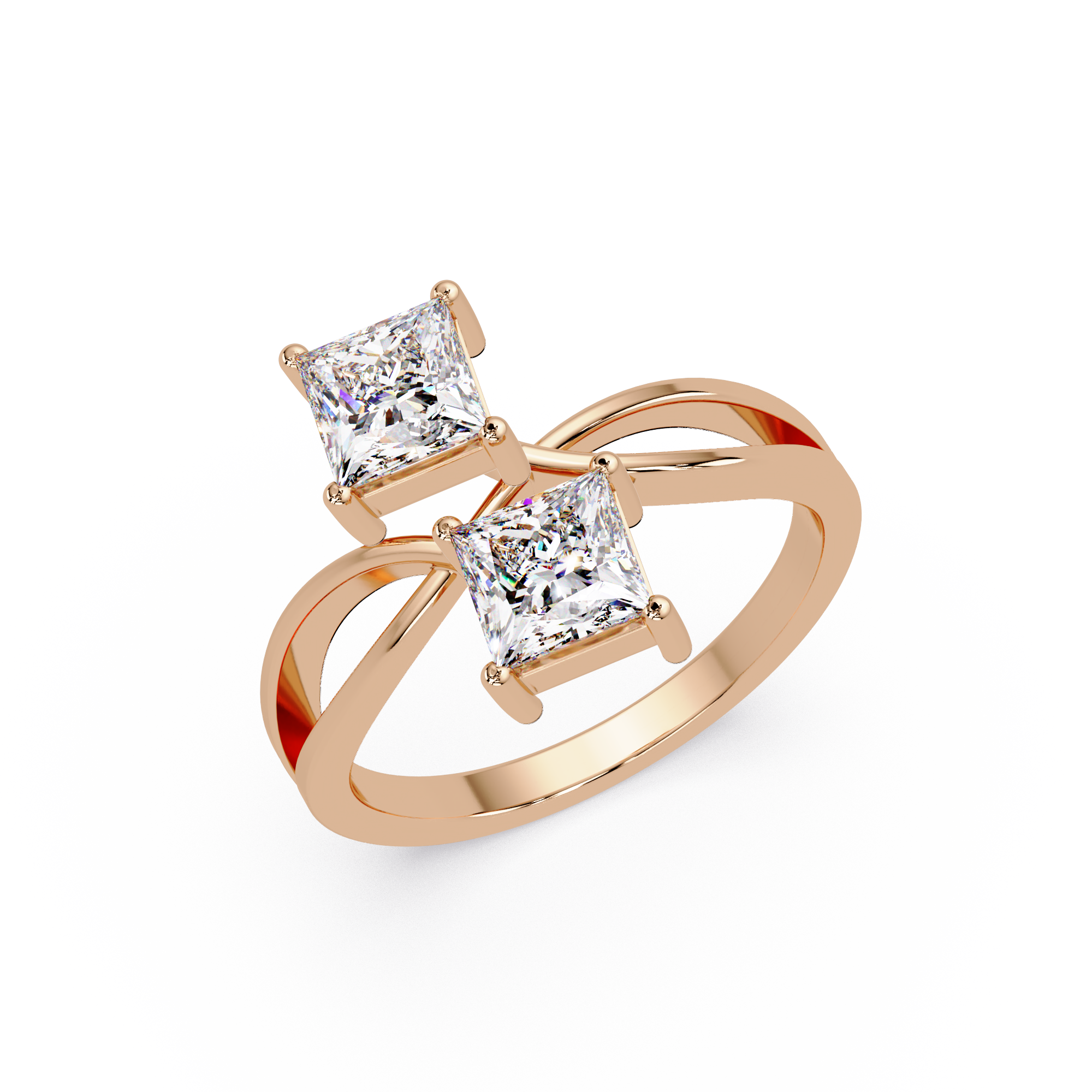 Princess Cut Bypass Diamond Ring | Infinity Twist Solitaire Ring