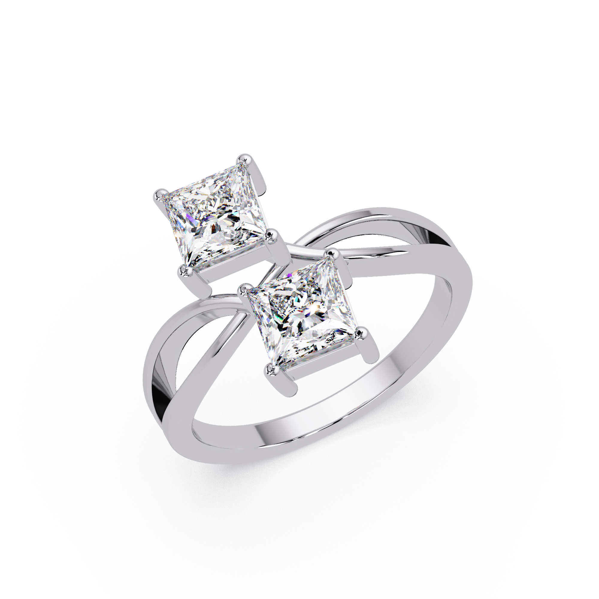 Princess Cut Bypass Diamond Ring | Infinity Twist Solitaire Ring