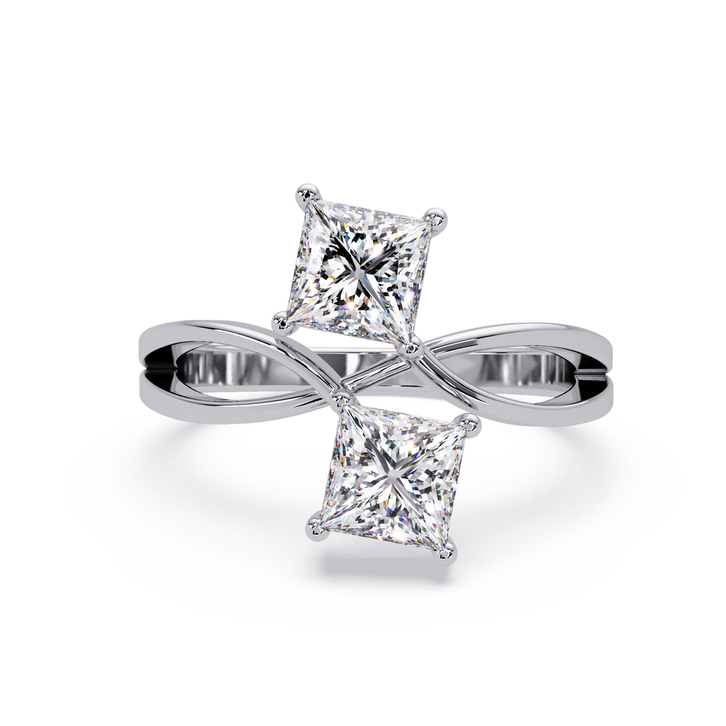 Princess Cut Bypass Diamond Ring | Infinity Twist Solitaire Ring