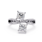 Princess Cut Bypass Diamond Ring | Infinity Twist Solitaire Ring