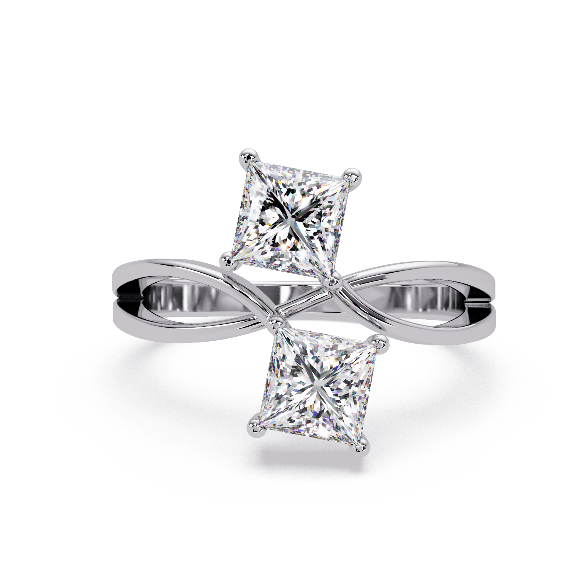 Princess Cut Bypass Diamond Ring | Infinity Twist Solitaire Ring