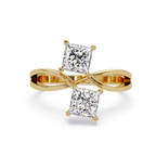 Princess Cut Bypass Diamond Ring | Infinity Twist Solitaire Ring