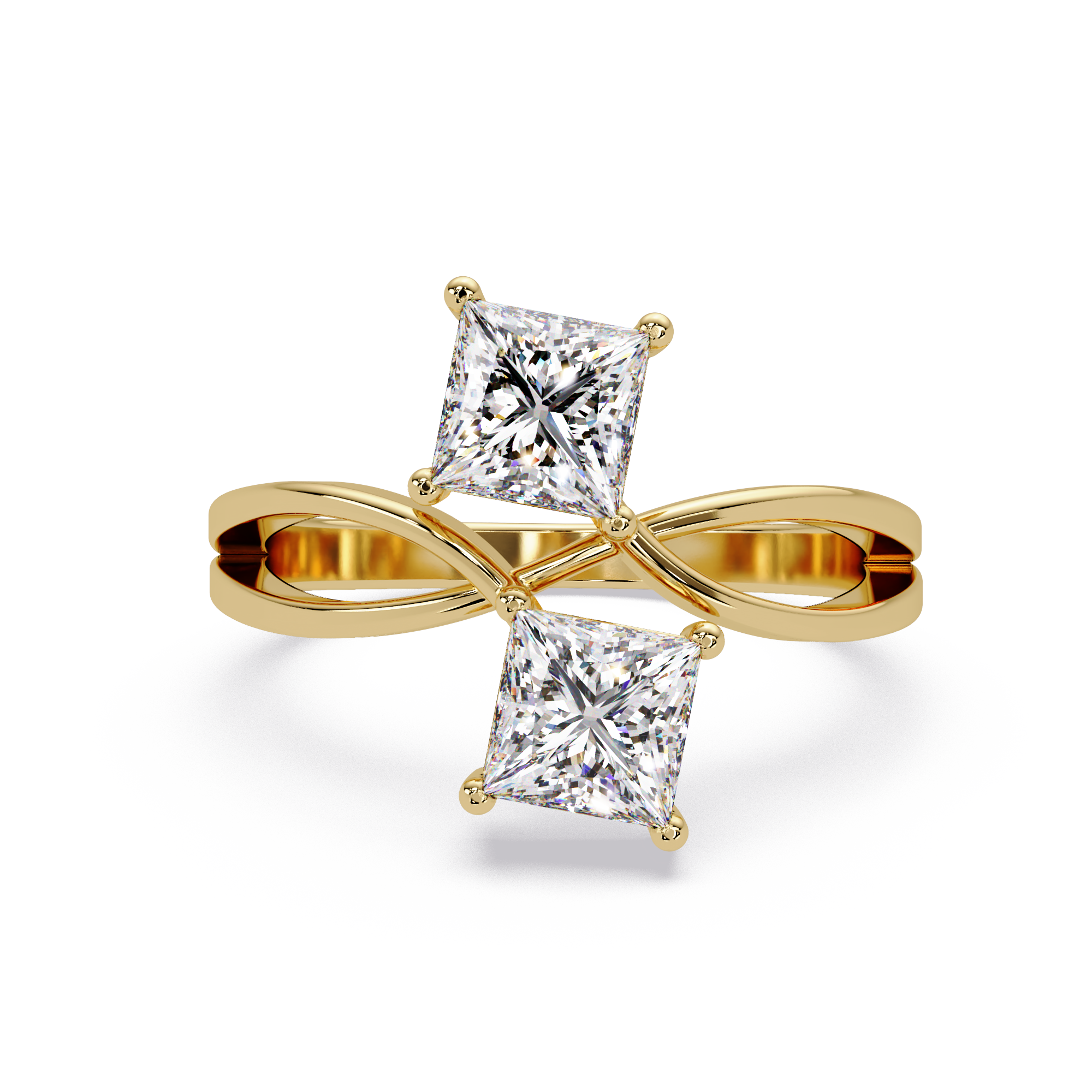 Princess Cut Bypass Diamond Ring | Infinity Twist Solitaire Ring